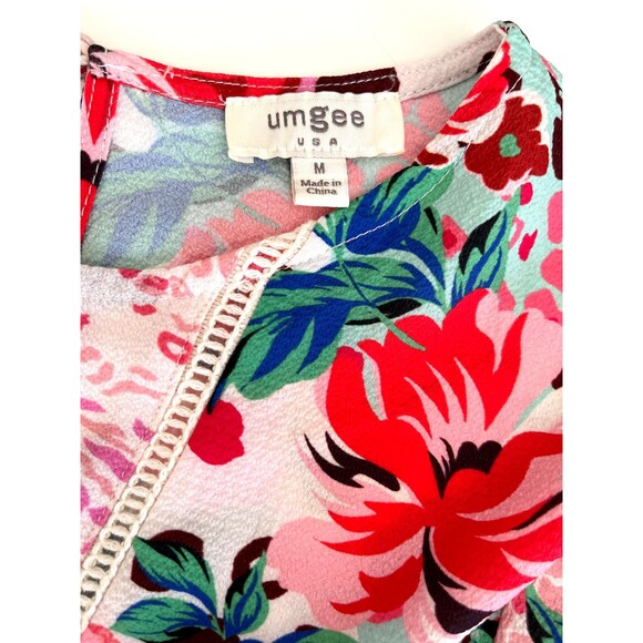 Umgee Babydoll Mixed Print Dress Sz M Pink Boho Feminine Artsy Vintage Inspired - Picture 12 of 15